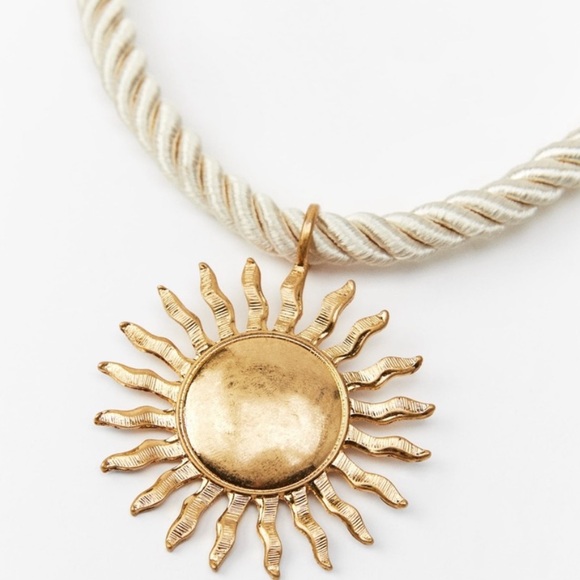 Zara Gold Sunburst Pendant Necklace - Picture 3 of 7